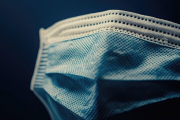 Poster - A close-up shot of a medical mask worn by a person, ideal for use in healthcare and medicine-related contexts