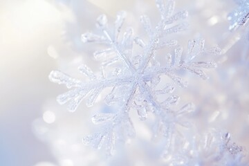 Poster - A detailed view of a delicate snowflake on a white background, perfect for winter or seasonal designs