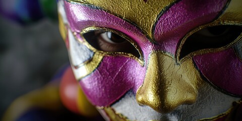 Poster - Close-up shot of an individual with a face mask on, useful for medical or safety-related concepts