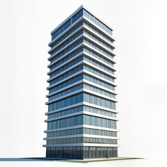 Poster - Modern skyscraper with many windows. Contemporary office building. Structure futuristic, tall. Glass facade on transparent background. Exterior view of building. New design. Commercial building.