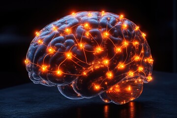 Poster - A futuristic computer brain with glowing lights, perfect for sci-fi and technology illustrations