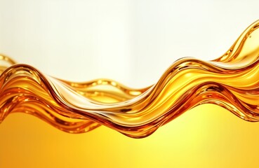 Aufkleber - Golden liquid flows in dynamic waves. Abstract design. Liquid gold motion. Shiny surface. Organic fluid art. Vibrant yellow liquid. Elegant splash. Macro view of golden fluid. Concept of power,