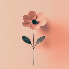 Aufkleber - Colorful flower against a soft background, showcasing delicate petals and lush green leaves in an artistic arrangement. Generative AI