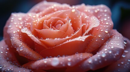 Poster - Close-up shot of a rose with water droplets glistening on its petals