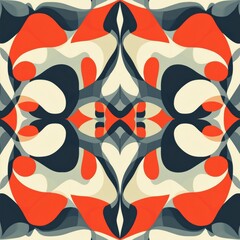 Leinwandbilder - Abstract geometric pattern featuring bold colors and fluid shapes in a symmetrical design. Generative AI