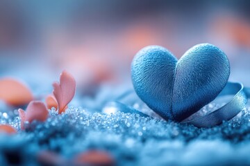 Wall Mural - A close-up view of a heart-shaped object lying in the snow