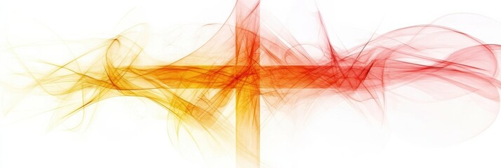 Leinwandbilder - Abstract design featuring vibrant red and orange swirls with a cross shape indicating spiritual themes and artistic expression. Generative AI