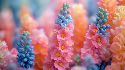 Poster - A detailed view of colorful flowers, perfect for illustrating beauty and simplicity