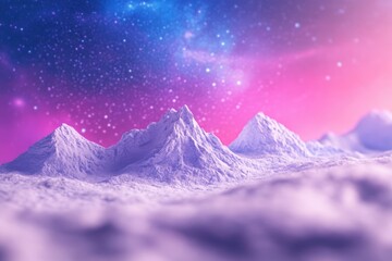 Wall Mural - Purple mountains under a vibrant, starry night sky; a dreamy, surreal landscape.