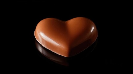 Poster - A single heart-shaped chocolate piece sitting on a dark or black surface