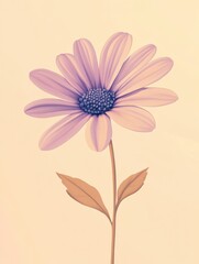 Aufkleber - Beautiful lavender flower blooms with delicate petals and intricate details against a soft neutral background. Generative AI