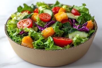 Wall Mural - A healthy and delicious-looking salad served in a bowl on a table, perfect for lunch or dinner