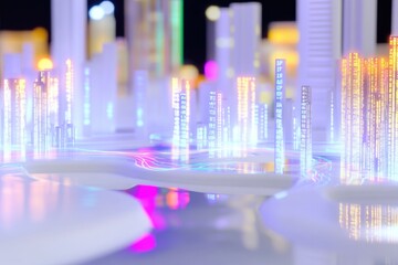 Poster - Urban landscape with many high-rise buildings and urban infrastructure, suitable for use in presentations about urban planning or architecture