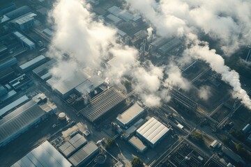 Aufkleber - A factory with smoke coming out of its stacks