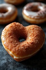 Wall Mural - Close-up shot of a doughnut on a table, suitable for food or dessert use