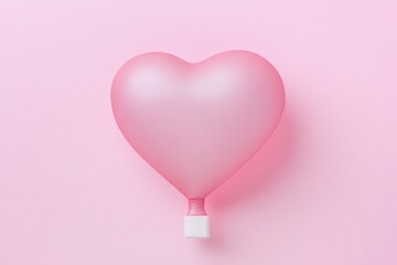 Poster - A heart-shaped balloon floating near a pink wall, great for Valentine's Day or romantic decorations