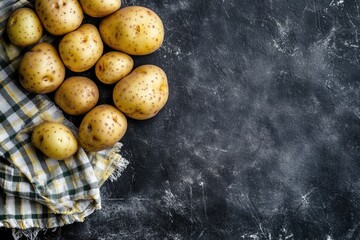 Aufkleber - A heap of potatoes piled high on a wooden table, great for food photography or illustrations