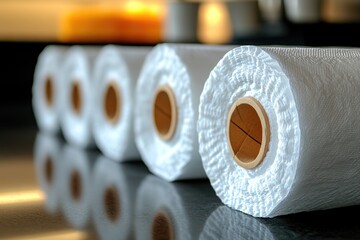 Aufkleber - Three toilet paper rolls stacked on a countertop