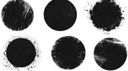 Poster - Set of six identical black circles on white background