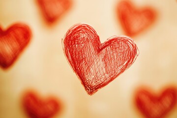 Poster - A symbol of love and affection, featuring a large red heart surrounded by smaller ones