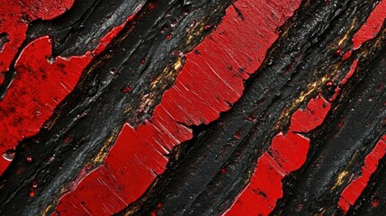 Poster - Close-up shot of a vibrant red and black painting