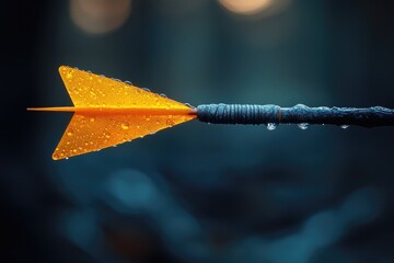 Poster - A yellow arrow is stuck in the middle of a rope, providing a visual marker for navigation or direction