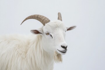 Aufkleber - A detailed shot of a goat's face, featuring distinctive long horns