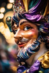 Aufkleber - A detailed view of a bearded statue, ideal for use in historical or cultural contexts