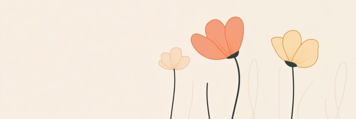 Poster - Colorful flower illustration on a light background highlighting natures beauty and simplicity with whimsical details. Generative AI