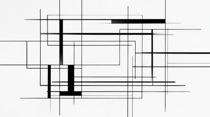 Leinwandbilder - Abstract composition featuring black and gray lines intersecting on a white background showcasing modern design principles. Generative AI