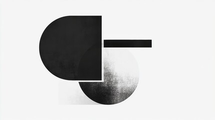 Poster - Abstract black and white geometric shapes create a modern visual composition on a minimalist background. Generative AI