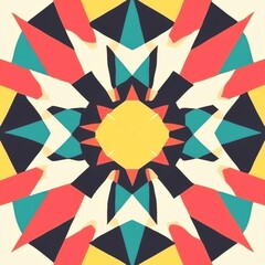 Aufkleber - Colorful geometric pattern with sharp angles and vibrant hues creating a dynamic visual effect on a soft background. Generative AI