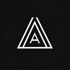 Poster - Simple geometric design featuring a triangle with letter A on a black background emphasizing modern artistic style. Generative AI