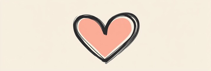 Aufkleber - Simple heart illustration in soft tones created with a playful artistic style. Generative AI