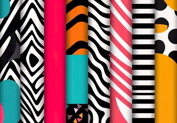 Poster - Collection of striped seamless geometric patterns