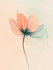 Aufkleber - Delicate flower with soft hues against a light background captures the essence of springtime beauty and serenity. Generative AI