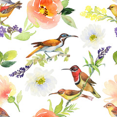 Wall Mural - seamless pattern with birds