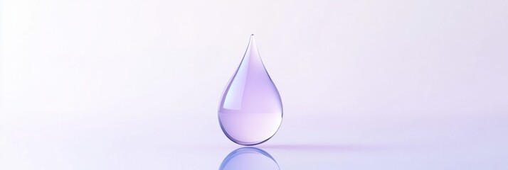 Leinwandbilder - Purplish water droplet resting on a smooth surface reflecting soft light in a minimalist setting with calming colors. Generative AI