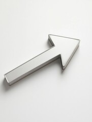 Aufkleber - Stylish silver arrow pointing upwards on a clean white surface signifies direction and movement in design or branding. Generative AI