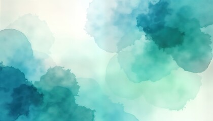 Poster - Abstract watercolor art background. Soft blue, green hues create dreamy atmosphere. Gentle transitions of color. Perfect for nature themes tranquil backgrounds. Evokes feelings of peace, serenity.