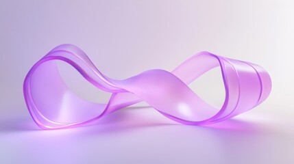 Abstract purple glass ribbon, modern art, smooth curves, flowing lines, 3D render.