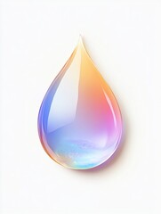 Fototapete - Colorful iridescent water droplet reflecting a spectrum of light on a clean surface. Generative AI