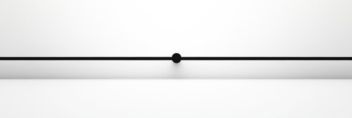 Aufkleber - Minimalist black and white design featuring a thin line and a central dot on a smooth surface for modern decor. Generative AI