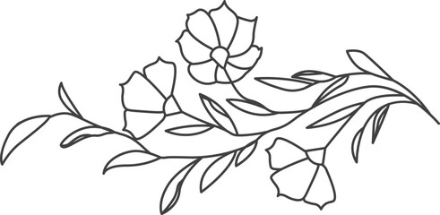 Wall Mural - lined flowers branch