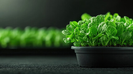 Poster - Fresh green lettuce growing in high tech farming facility, showcasing vibrant leaves and healthy growth. This captures essence of modern agriculture and sustainability