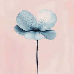 Poster - Unique light blue flower stands tall with delicate petals on a soft pastel background in peaceful setting. Generative AI