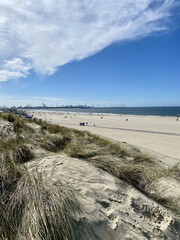 Azure and blue sea on the coast of the Netherlands. High quality photo