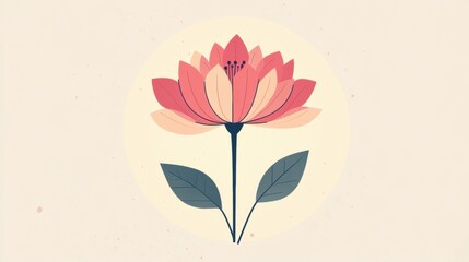 Aufkleber - Colorful lotus flower illustration with pastel background reflecting tranquility and beauty. Generative AI