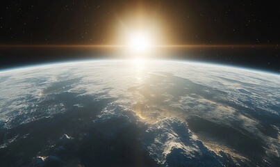 Wall Mural - Earth sunrise, space view, clouds, atmosphere, global perspective, environmental awareness, stock photo