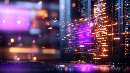 Poster - high resolution depiction of digital data analysis with glowing elements, showcasing technology and innovation in modern environment